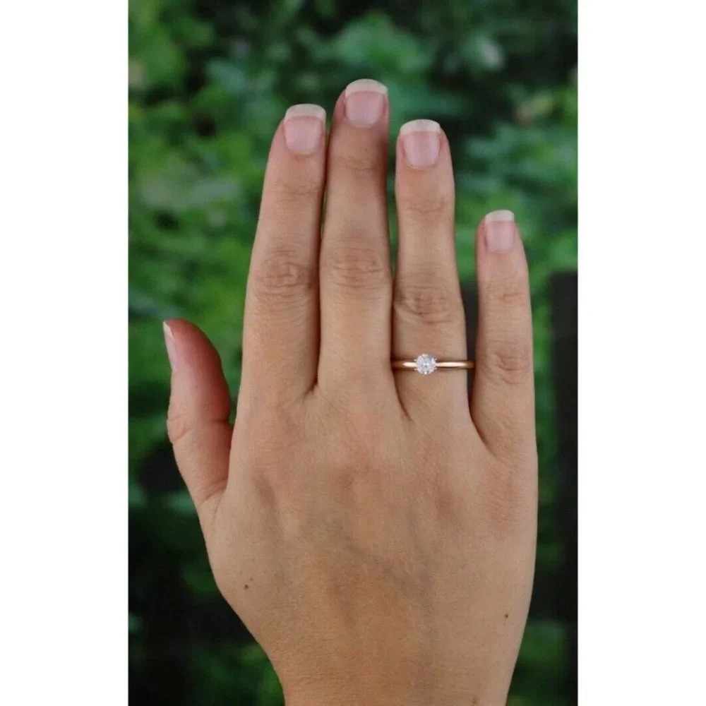 10k Yellow Gold .25 Carat Diamond Solitaire Engagement Ring Size 8 1/4 - Picture 3 of 9